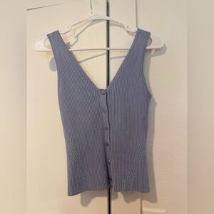 Madewell Lavender Ribbed Button-Down Sweater Tank Top